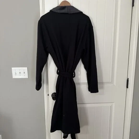 NEW UGG Men's Robinson Robe Black Heather Grey Lined Size M/L - Picture 5 of 9